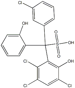 (3-Chlorophenyl)(2,3,5-trichloro-6-hydroxyphenyl)(2-hydroxyphenyl)methanesulfonic acid Struktur