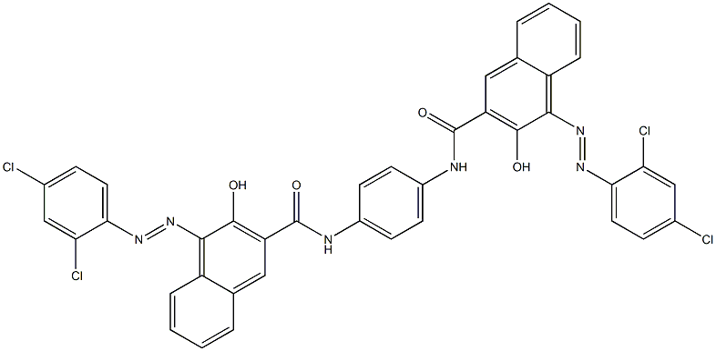 1,4-Bis[1-[(2,4-dichlorophenyl)azo]-2-hydroxynaphthalen-3-ylcarbonylamino]benzene Struktur