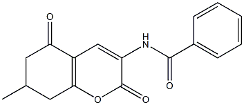 7-Methyl-7,8-dihydro-3-(benzoylamino)-2H-1-benzopyran-2,5(6H)-dione Struktur