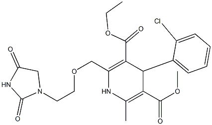 4-(2-Chlorophenyl)-1,4-dihydro-2-[2-(2,4-dioxo-1-imidazolidinyl)ethoxymethyl]-6-methylpyridine-3,5-dicarboxylic acid 3-ethyl 5-methyl ester Struktur