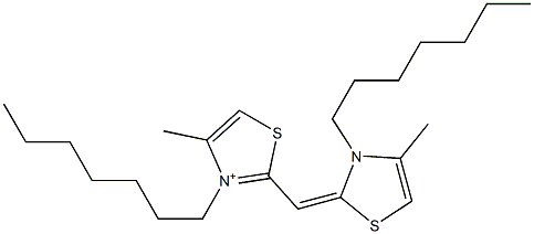 3-Heptyl-2-[(3-heptyl-4-methylthiazol-2(3H)-ylidene)methyl]-4-methylthiazol-3-ium Struktur