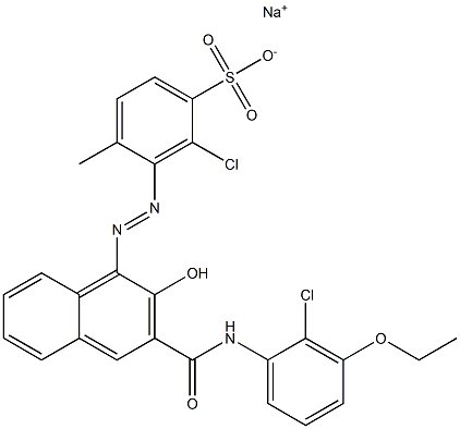 2-Chloro-4-methyl-3-[[3-[[(2-chloro-3-ethoxyphenyl)amino]carbonyl]-2-hydroxy-1-naphtyl]azo]benzenesulfonic acid sodium salt Struktur