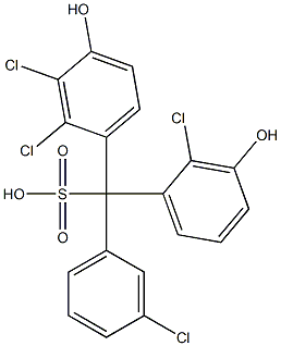 (3-Chlorophenyl)(2-chloro-3-hydroxyphenyl)(2,3-dichloro-4-hydroxyphenyl)methanesulfonic acid Struktur