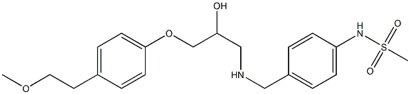 1-[4-(Methylsulfonylamino)benzylamino]-3-[4-(2-methoxyethyl)phenoxy]-2-propanol Struktur