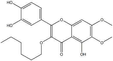 2-(3,4-Dihydroxyphenyl)-3-hexyloxy-5-hydroxy-6,7-dimethoxy-4H-1-benzopyran-4-one Struktur