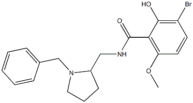 3-Bromo-2-hydroxy-6-methoxy-N-[[1-(benzyl)-2-pyrrolidinyl]methyl]benzamide Struktur