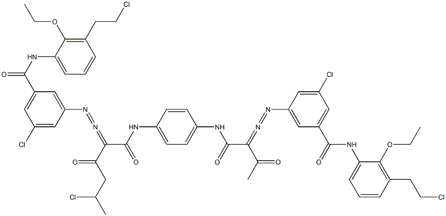 3,3'-[2-(1-Chloroethyl)-1,4-phenylenebis[iminocarbonyl(acetylmethylene)azo]]bis[N-[3-(2-chloroethyl)-2-ethoxyphenyl]-5-chlorobenzamide] Struktur