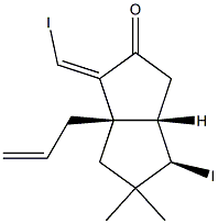 (1S,5S,6R)-6-Iodo-2-(iodomethylene)-7,7-dimethyl-1-(2-propenyl)bicyclo[3.3.0]octan-3-one Struktur