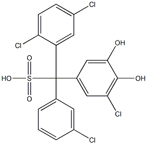 (3-Chlorophenyl)(2,5-dichlorophenyl)(5-chloro-3,4-dihydroxyphenyl)methanesulfonic acid Struktur