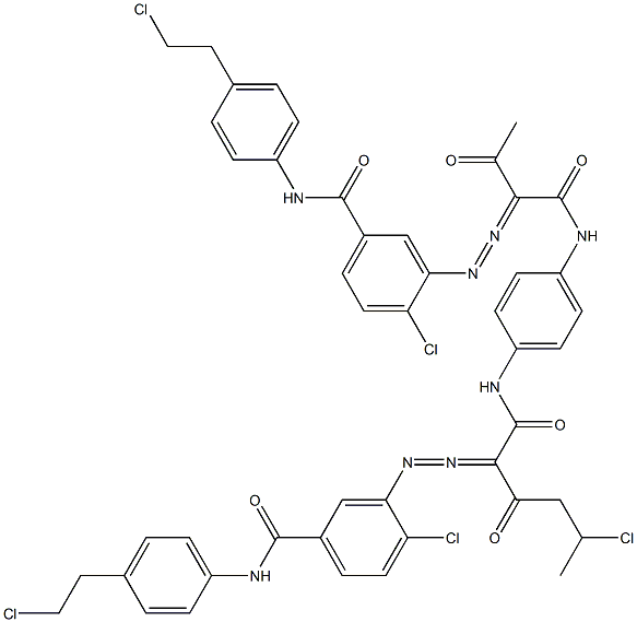 3,3'-[2-(1-Chloroethyl)-1,4-phenylenebis[iminocarbonyl(acetylmethylene)azo]]bis[N-[4-(2-chloroethyl)phenyl]-4-chlorobenzamide] Struktur