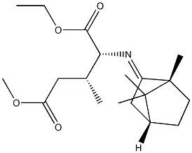 (2R,3R)-2-[[(1R,4R)-Bornan-2-ylidene]amino]-3-methylglutaric acid 1-ethyl 5-methyl ester Struktur