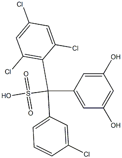 (3-Chlorophenyl)(2,4,6-trichlorophenyl)(3,5-dihydroxyphenyl)methanesulfonic acid Struktur