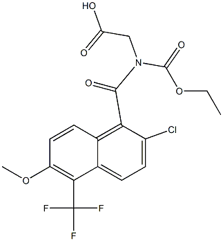 2-[N-Ethoxycarbonyl-N-[[2-chloro-6-methoxy-5-trifluoromethyl-1-naphthalenyl]carbonyl]amino]acetic acid Struktur