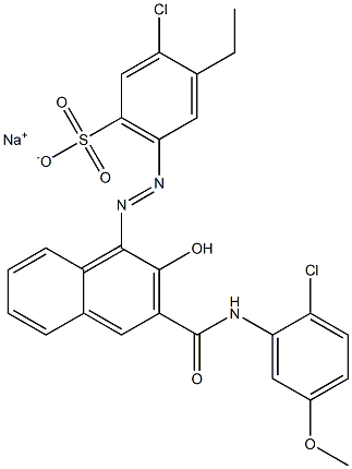 3-Chloro-4-ethyl-6-[[3-[[(2-chloro-5-methoxyphenyl)amino]carbonyl]-2-hydroxy-1-naphtyl]azo]benzenesulfonic acid sodium salt Struktur