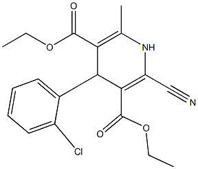 4-(2-Chlorophenyl)-2-cyano-6-methyl-1,4-dihydropyridine-3,5-dicarboxylic acid diethyl ester Struktur