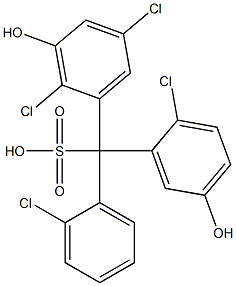 (2-Chlorophenyl)(2-chloro-5-hydroxyphenyl)(2,5-dichloro-3-hydroxyphenyl)methanesulfonic acid Struktur