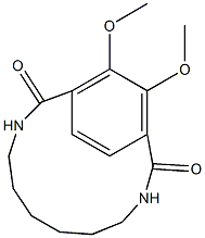 13,14-Dimethoxy-3,10-diazabicyclo[10.2.2]hexadeca-12,14(1),15-triene-2,11-dione Struktur