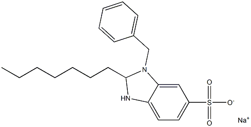 1-Benzyl-2-heptyl-2,3-dihydro-1H-benzimidazole-6-sulfonic acid sodium salt Struktur