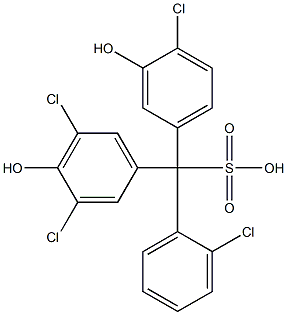 (2-Chlorophenyl)(4-chloro-3-hydroxyphenyl)(3,5-dichloro-4-hydroxyphenyl)methanesulfonic acid Struktur