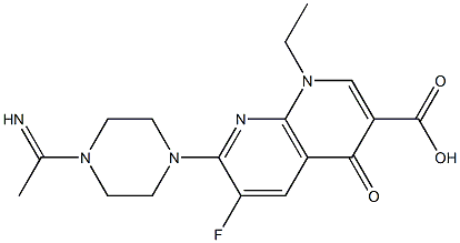 1-Ethyl-1,4-dihydro-6-fluoro-7-[4-(1-iminoethyl)piperazin-1-yl]-4-oxo-1,8-naphthyridine-3-carboxylic acid Struktur