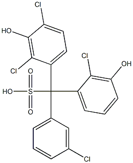 (3-Chlorophenyl)(2-chloro-3-hydroxyphenyl)(2,4-dichloro-3-hydroxyphenyl)methanesulfonic acid Struktur