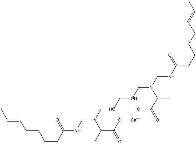 Bis[2-[N-(3-hydroxypropyl)-N-(6-octenoylaminomethyl)amino]propionic acid]calcium salt Struktur