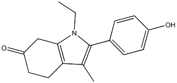 1-Ethyl-2-(4-hydroxyphenyl)-3-methyl-4,5-dihydro-1H-indol-6(7H)-one Struktur