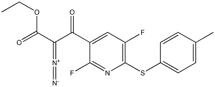 3-[2,5-Difluoro-6-(4-methylphenylthio)pyridin-3-yl]-3-oxo-2-diazopropionic acid ethyl ester Struktur