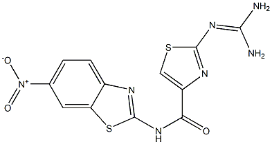 2-(Diaminomethyleneamino)-N-(6-nitro-2-benzothiazolyl)thiazole-4-carboxamide Struktur