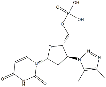 3'-(4,5-Dimethyl-1H-1,2,3-triazol-1-yl)-2',3'-dideoxyuridine 5'-phosphoric acid Struktur