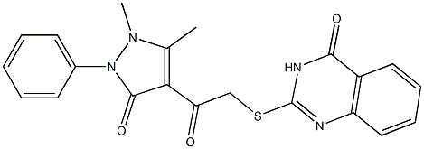 2-[[[(1-Phenyl-2,3-dimethyl-5-oxo-3-pyrazolin-4-yl)carbonyl]methyl]thio]quinazolin-4(3H)-one Struktur