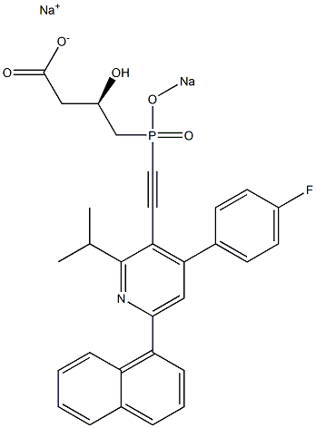 (3R)-4-[[[4-(4-Fluorophenyl)-2-isopropyl-6-(1-naphthalenyl)-3-pyridinyl]ethynyl]sodiooxyphosphinyl]-3-hydroxybutyric acid sodium salt Struktur