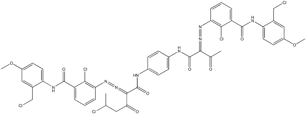 3,3'-[2-(1-Chloroethyl)-1,4-phenylenebis[iminocarbonyl(acetylmethylene)azo]]bis[N-[2-(chloromethyl)-4-methoxyphenyl]-2-chlorobenzamide] Struktur