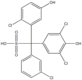 (3-Chlorophenyl)(2-chloro-5-hydroxyphenyl)(3,5-dichloro-4-hydroxyphenyl)methanesulfonic acid Struktur