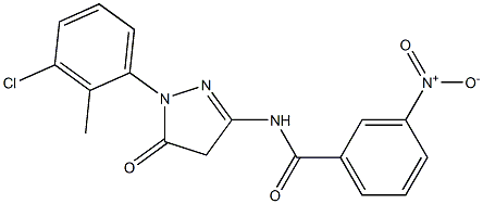 1-(3-Chloro-2-methylphenyl)-3-(3-nitrobenzoylamino)-5(4H)-pyrazolone Struktur