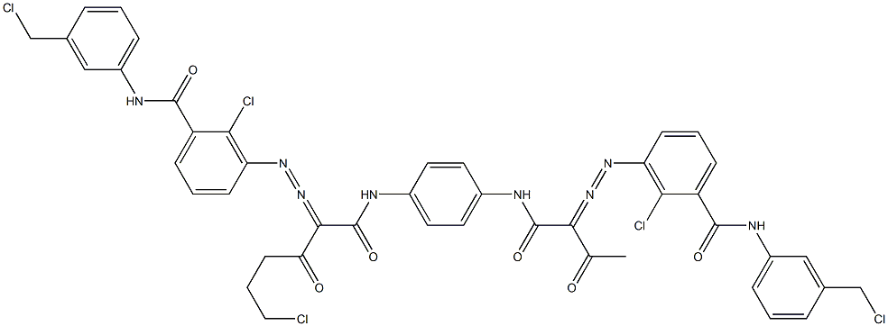 3,3'-[2-(2-Chloroethyl)-1,4-phenylenebis[iminocarbonyl(acetylmethylene)azo]]bis[N-[3-(chloromethyl)phenyl]-2-chlorobenzamide] Struktur