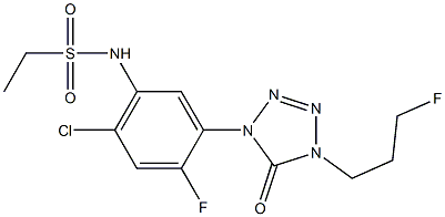 1-(2-Fluoro-4-chloro-5-ethylsulfonylaminophenyl)-4-(3-fluoropropyl)-1H-tetrazol-5(4H)-one Struktur