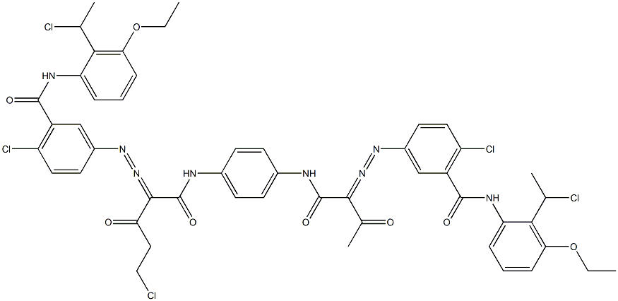 3,3'-[2-(Chloromethyl)-1,4-phenylenebis[iminocarbonyl(acetylmethylene)azo]]bis[N-[2-(1-chloroethyl)-3-ethoxyphenyl]-6-chlorobenzamide] Struktur