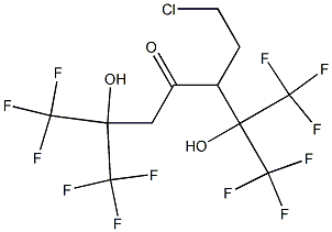 2,6-Bis(trifluoromethyl)-3-(2-chloroethyl)-2,6-dihydroxy-1,1,1,7,7,7-hexafluoro-4-heptanone Struktur