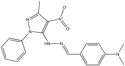 1-(1-Phenyl-3-methyl-4-nitro-1H-pyrazol-5-yl)-2-[4-(dimethylamino)benzylidene]hydrazine Struktur