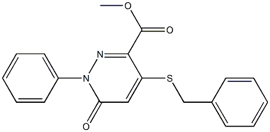 1,6-Dihydro-4-benzylthio-6-oxo-1-phenylpyridazine-3-carboxylic acid methyl ester Struktur