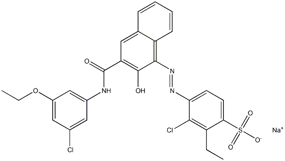 3-Chloro-2-ethyl-4-[[3-[[(3-chloro-5-ethoxyphenyl)amino]carbonyl]-2-hydroxy-1-naphtyl]azo]benzenesulfonic acid sodium salt Struktur