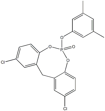 2,10-Dichloro-6-(3,5-dimethylphenoxy)-12H-dibenzo[d,g][1,3,2]dioxaphosphocin 6-oxide Struktur