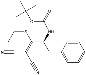 [(S)-3-Phenyl-2-[(tert-butoxycarbonyl)amino]-1-(ethylthio)propylidene]malononitrile Struktur