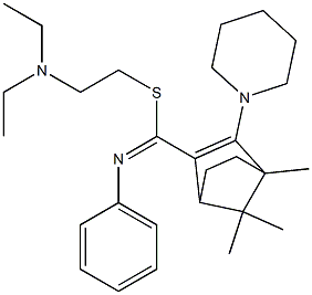 4,7,7-Trimethyl-3-piperidino-N-phenylbicyclo[2.2.1]hept-2-ene-2-carbimidothioic acid [2-(diethylamino)ethyl] ester Struktur