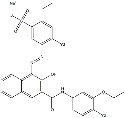 4-Chloro-2-ethyl-5-[[3-[[(4-chloro-3-ethoxyphenyl)amino]carbonyl]-2-hydroxy-1-naphtyl]azo]benzenesulfonic acid sodium salt Struktur