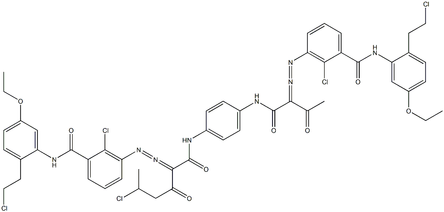 3,3'-[2-(1-Chloroethyl)-1,4-phenylenebis[iminocarbonyl(acetylmethylene)azo]]bis[N-[2-(2-chloroethyl)-5-ethoxyphenyl]-2-chlorobenzamide] Struktur