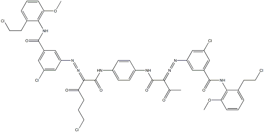 3,3'-[2-(2-Chloroethyl)-1,4-phenylenebis[iminocarbonyl(acetylmethylene)azo]]bis[N-[2-(2-chloroethyl)-6-methoxyphenyl]-5-chlorobenzamide] Struktur