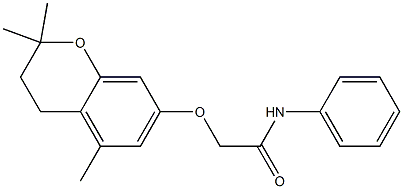 3,4-Dihydro-2,2-dimethyl-5-methyl-7-[N-(phenyl)carbamoylmethoxy]-2H-1-benzopyran Struktur