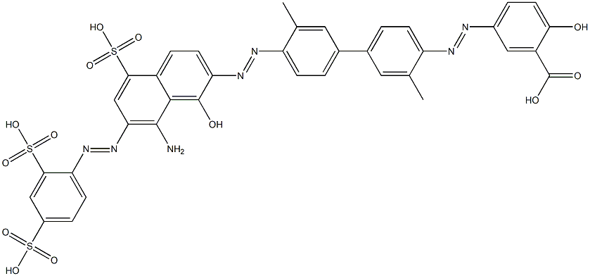 5-[[4'-[[8-Amino-7-[(2,4-disulfophenyl)azo]-1-hydroxy-5-sulfo-2-naphtyl]azo]-3,3'-dimethyl-1,1'-biphenyl-4-yl]azo]-2-hydroxybenzoic acid Struktur